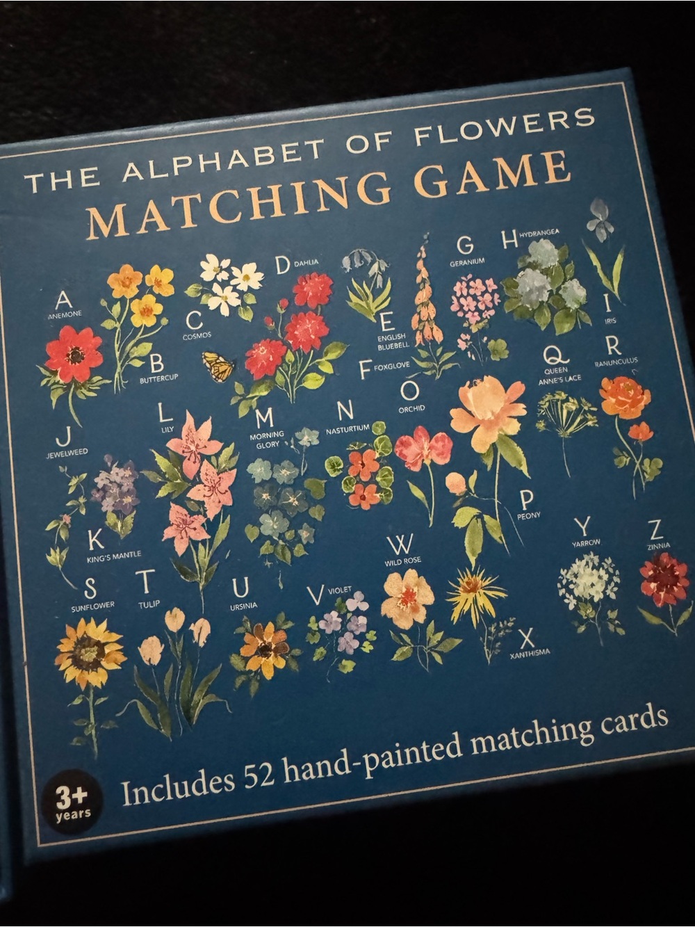 The Alphabet of Flowers Matching Game - Blue Floral Memory Cards